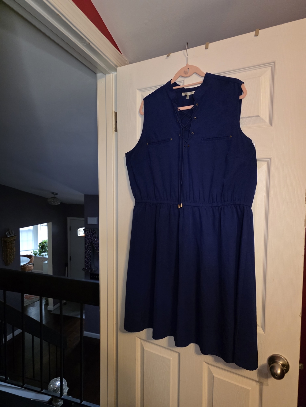Speed Control Navy Lace-Up Sleeveless Mini Dress